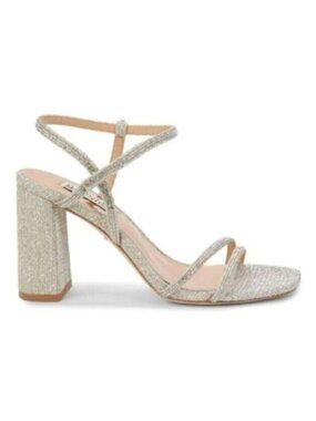 NWT Badgley Mischa Platinum Metallic Block Heel Dressy Sandals 9